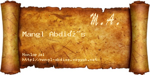 Mangl Abdiás névjegykártya